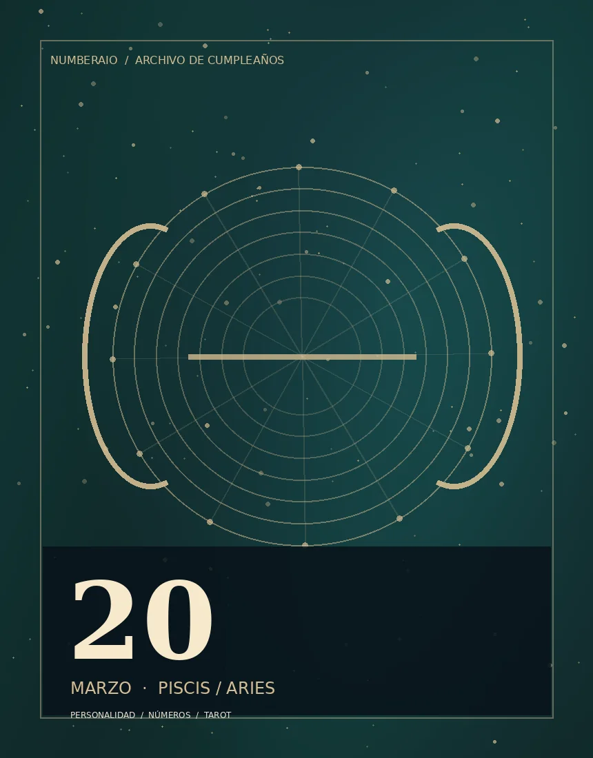 Pisces–Aries transition editorial illustration for the March 20 birthday